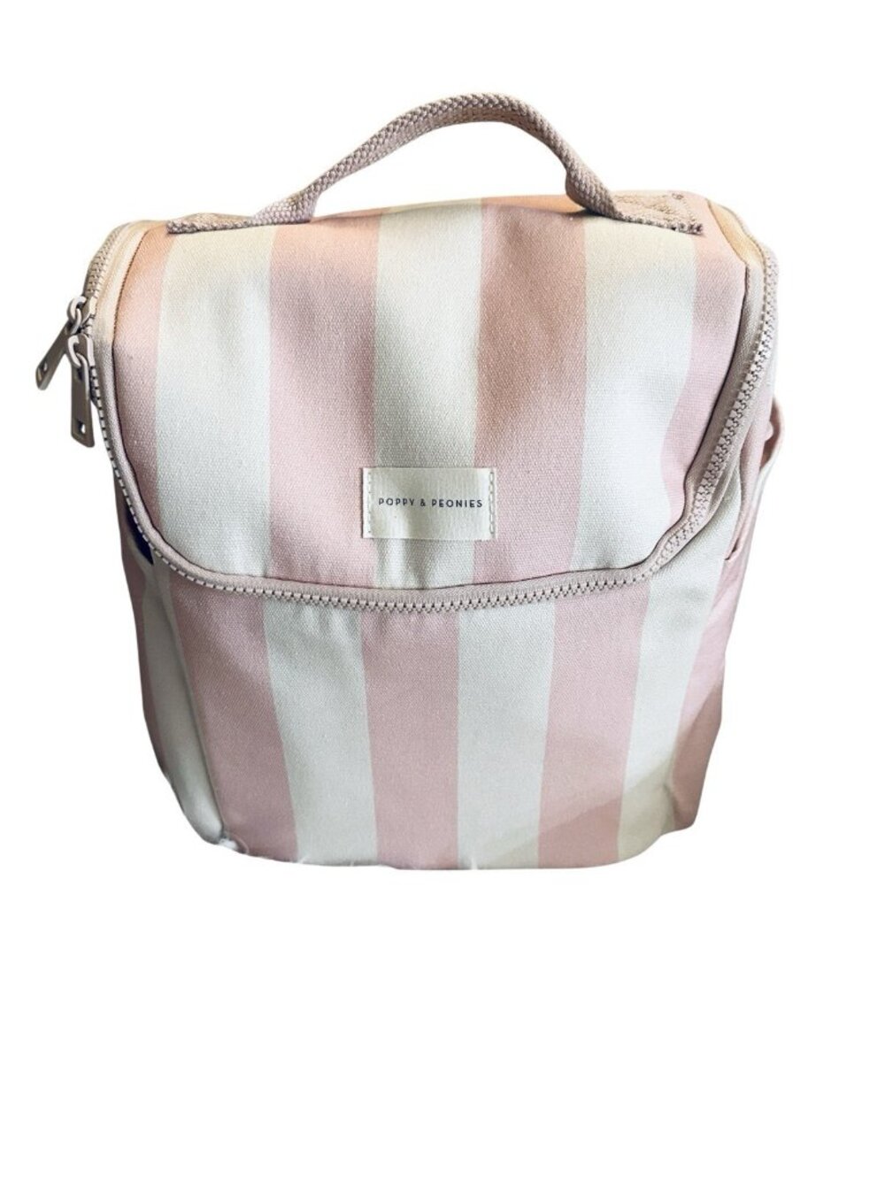 Peony & Poppies Pink and Ivory Lunch Bag Tote- Insulated - Carrying Strap